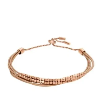 All Stacked Up Brunt läderarmband med kedja All Stacked Up Brunt läderarmband med kedja
