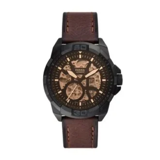 Bronson automatisk brun LiteHide™ läderklocka