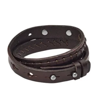 Bronson Vintage Casual Brunt dubbelvikt läderarmband Bronson Vintage Casual Brunt dubbelvikt läderarmband