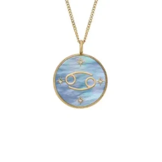 Cancer Sutton Zodiac guldfärgat rostfritt stål svart pärlemorhänge halsband