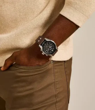Coachman Chronograph brun läderklocka