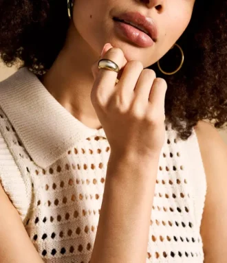 Ellis Domed Collection Guldtonad ring i rostfritt stål