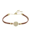 Ellis Glitz Disc Medium Brown Leather Components Bracelet Ellis Glitz Disc Medium Brown Leather Components Bracelet