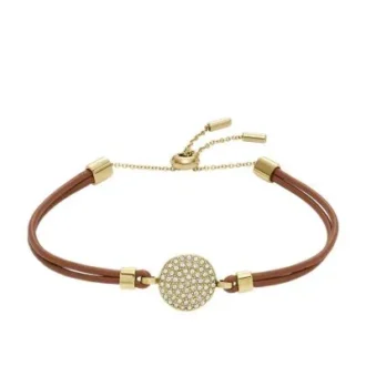 Ellis Glitz Disc Medium Brown Leather Components Bracelet