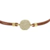 Ellis Glitz Disc Medium Brown Leather Components Bracelet Ellis Glitz Disc Medium Brown Leather Components Bracelet