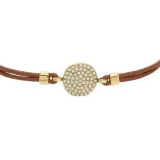 Ellis Glitz Disc Medium Brown Leather Components Bracelet