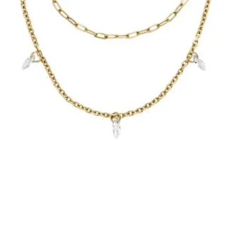 Ellis Shaky Glitz guldfärgat rostfritt stål halsband med flera strängar
