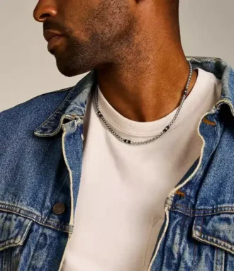 Ellis svart marmor- och rostfritt stålhalsband med pärlor