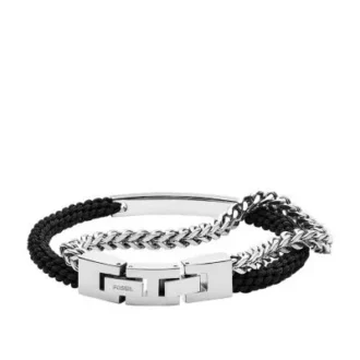 Ellis svart nylon- och rostfritt stål armband med dubbla strängar
