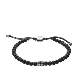 Everett svart halvädelstenarmband