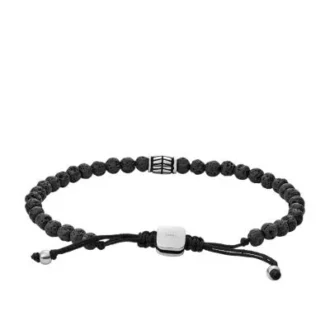 Everett svart halvädelstenarmband
