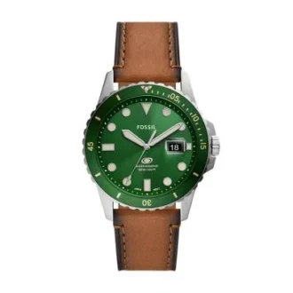 Fossil Blue Dive trevisare med datum, tan LiteHide™ läderklocka