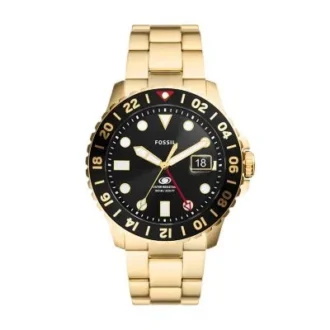 Fossil Blue GMT guldfärgad rostfri stålklocka