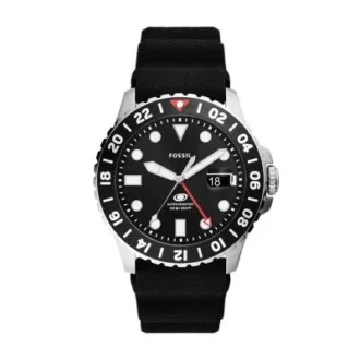 Fossil Blue GMT svart silikonklocka
