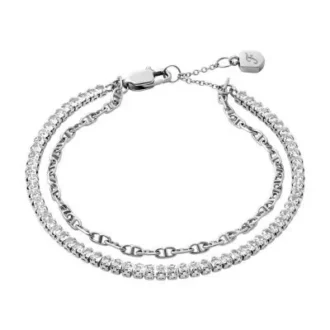 Heritage D-Link Glitz silverfärgat mässingskedje-tennisarmband