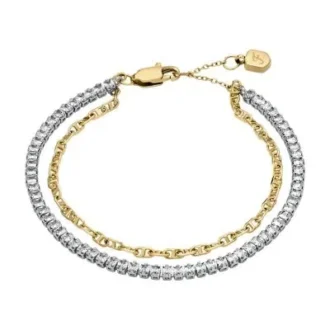 Heritage D-Link Glitz tvåfärgat tennisarmband i rostfritt stål