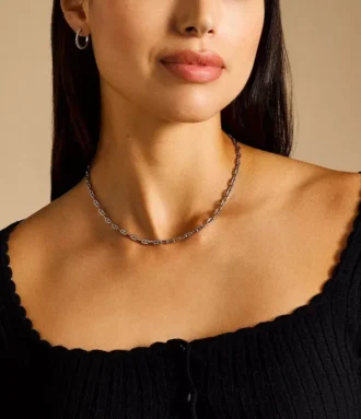 Heritage D-Link silverfärgat mässingskedjehalsband