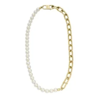 Heritage Pearl D-Link guldfärgat rostfritt stålkedjehalsband
