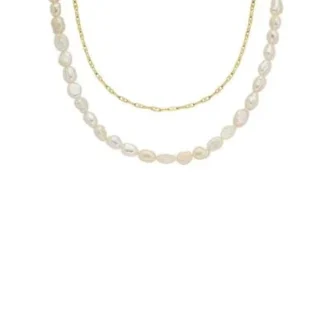 Heritage Pearl D-Link Vitt sötvattenspärl-imitationsdubbelt halsband