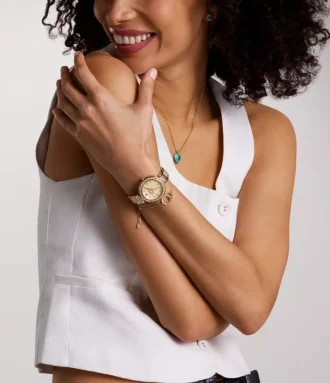 Karli trevisare guldfärgad klocka och armbandsset Karli trevisare guldfärgad klocka och armbandsset