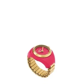 Klockring med två visare, rosa rostfritt stål