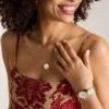 Libra Sutton Zodiac guldfärgat rostfritt stål rosa pärlemor hänge halsband Libra Sutton Zodiac guldfärgat rostfritt stål rosa pärlemor hänge halsband