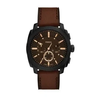 Machine Chronograph brun läderklocka