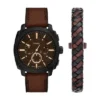 Machine Chronograph brun läderklocka och armbandsset Machine Chronograph brun läderklocka och armbandsset