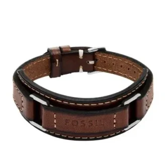 Machine Robust armband i rostfritt stål och brunt vadderat läder Machine Robust armband i rostfritt stål och brunt vadderat läder
