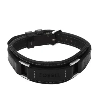 Machine Robust armband i rostfritt stål och svart vadderat läder Machine Robust armband i rostfritt stål och svart vadderat läder