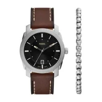 Machine trevisare datum brun läderklocka och armbandsset