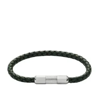 Maskinräfflad textur Läder och rostfritt stål Station armband Maskinräfflad textur Läder och rostfritt stål Station armband