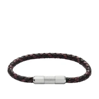 Maskinräfflad textur Läder och rostfritt stål Station armband Maskinräfflad textur Läder och rostfritt stål Station armband