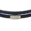 Maskinräfflat armband i marinblått läder med flera trådar