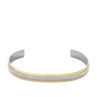 Maskintryckt textur Tvåfärgat armband i rostfritt stål med räfflad yta Maskintryckt textur Tvåfärgat armband i rostfritt stål med räfflad yta