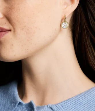 Merrit Classic Mother-of-Pearl guldfärgade örhängen i rostfritt stål
