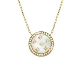 Merrit Classic Mother-of-Pearl guldfärgat rostfritt stål hänge halsband