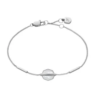 Merrit tidlöst armband med pärlemor och silverfärgat rostfritt stål