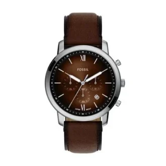 Neutra Chronograph brun läderklocka