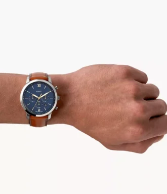 Neutra Chronograph brun läderklocka