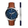Neutra Chronograph Luggage läderklocka och armbandsset