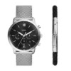 Neutra Chronograph rostfritt stål mesh klocka och armband box set