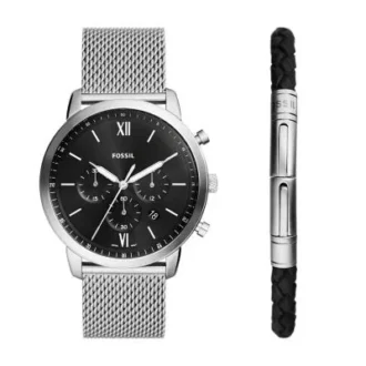Neutra Chronograph rostfritt stål mesh klocka och armband box set