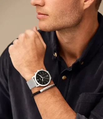 Neutra Chronograph rostfritt stål mesh klocka och armband box set