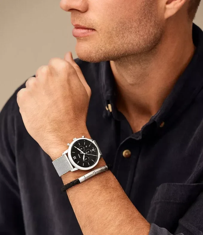 Neutra Chronograph rostfritt stål mesh klocka och armband box set