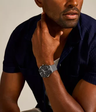 Neutra Chronograph Smoke rostfritt stål meshklocka