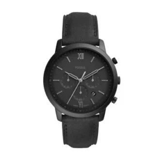 Neutra Chronograph svart läderklocka