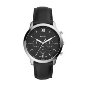 Neutra Chronograph svart läderklocka