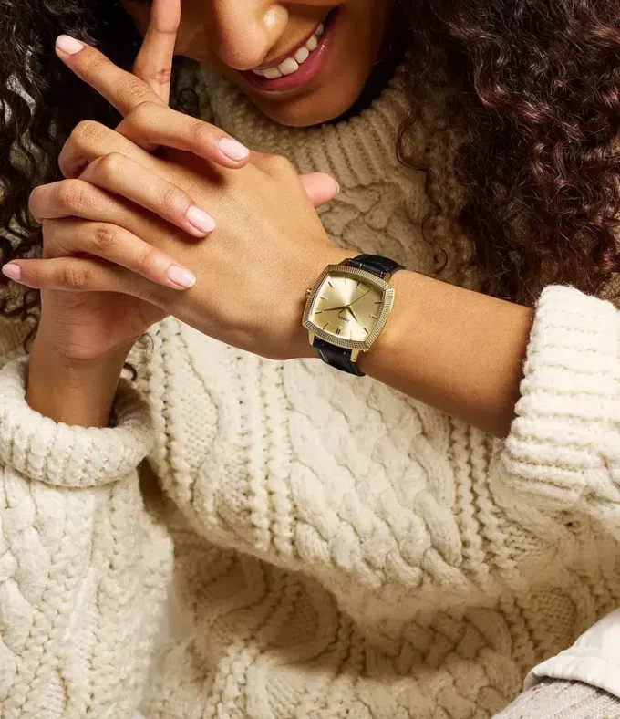 Nick Jonas x Fossil Machine Luxe trevisare svart krokodilläderklocka Nick Jonas x Fossil Machine Luxe trevisare svart krokodilläderklocka