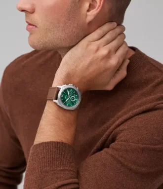 Privateer Chronograph brun läderklocka